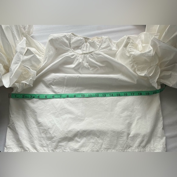 Ulla Johnson Tulia Tiered Ruffle Sleeve Crisp Ivory White Cotton Top - Picture 10 of 10